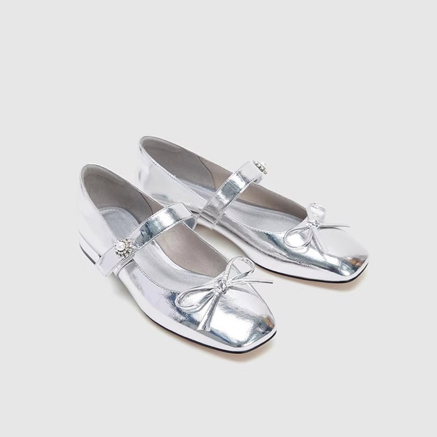 UR2025 primavera nuevo estilo francés noche viento arco espejo Mary Jane zapatos de mujer de tacón grueso UAYS50009