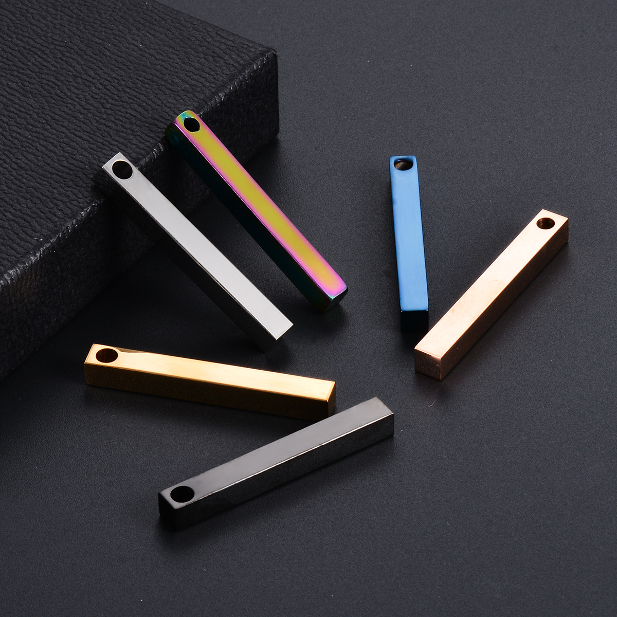 Simple Style Style 5 PCS/Package Stainless Steel Customization Laser Engraving Rectangle Charms Jewelry Accessories