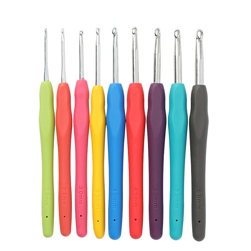 Traje de herramienta de ganchillo tejido a mano aguja de palo de lana marca de aguja hebilla aguja de giro con bolsa de almacenamiento aguja de gancho de aluminio