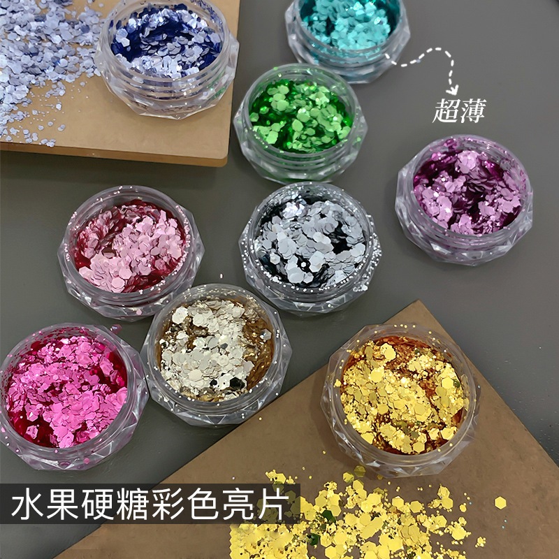 彩色亮片美甲饰品爆闪超薄闪粉亮片脚趾甲显白贴片穿戴甲指甲装饰|undefined