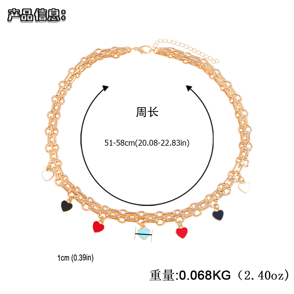 Farbe Liebe Anhänger Legierung Dicke Halskette Überzug Gold Halskette Mode display picture 1