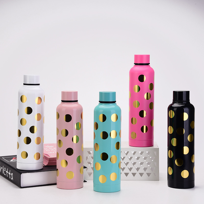 European And American Fashionable And Creative Polka Dot Thermos Cup Can Be With304 Stainless Steel Double-layer Car Water Cup