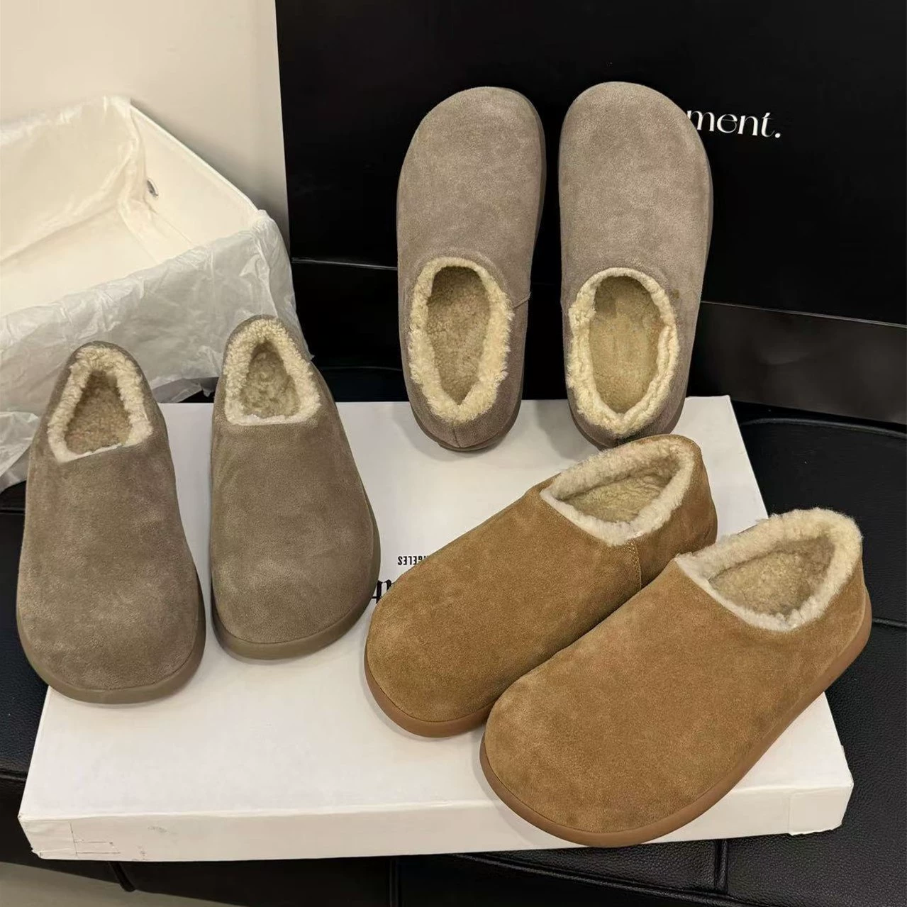Женские меховые ботинки Little Potato Birkenstock, модель 2025 года, на одну ногу, с полным покрытием мехом, теплые, из хлопчатобумажной ткани, для зимы.