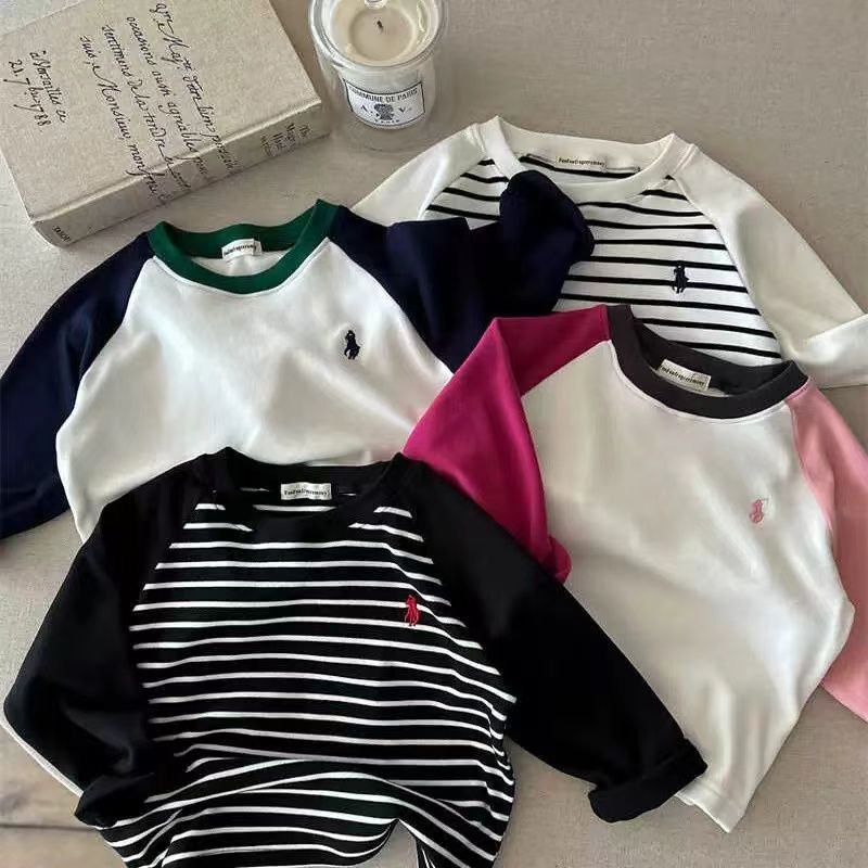 Chen Ma children's padded bottoming shirt 24 autumn and winter boys and girls color matching long sleeve T-shirt baby de velvet warm inside t tide