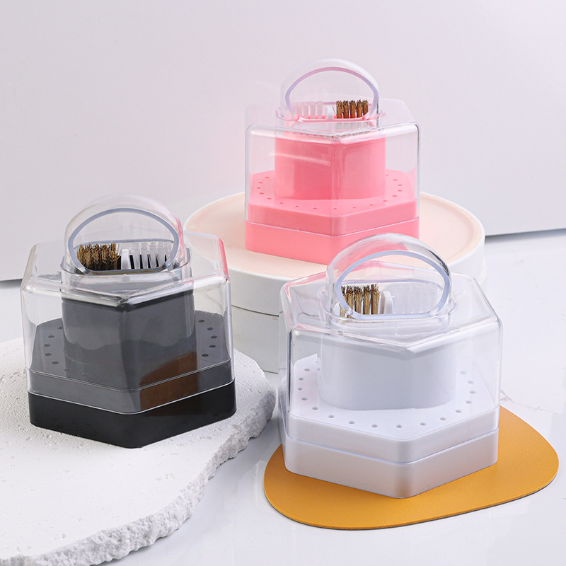 Transfronterizos 24 agujeros caja de almacenamiento de cabeza de pulido de uñas estante de exhibición de herramientas de manicura broca de almacenamiento de caja de acabado