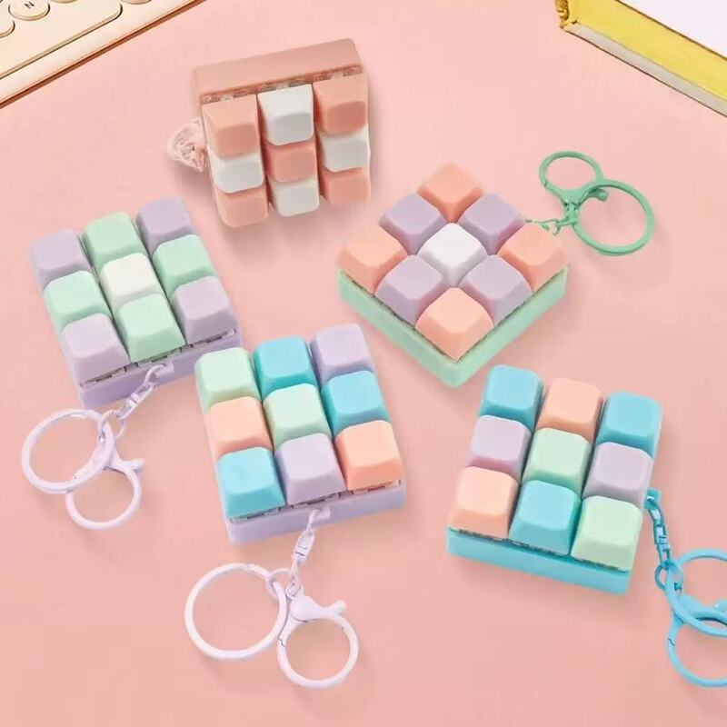 Macaron Keychain with Nine-Grid Buttons, Finger-Pressing Cube Stress Relief Toy, Portable Macaron Mini Size Macaron Keychain with Nine-Grid Buttons, Finger-Pressing Cube Stress Relief Toy, Portable Macaron Mini Size