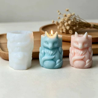 3D立体狐狸香薰蜡烛硅胶模具 手工DIY石膏摆件模具批发源头工厂