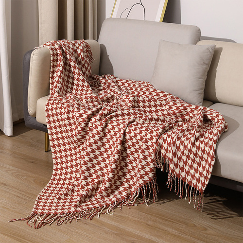 Houndstooth Sofa Blanket Knitted Blanket Office Nap Blanket Bed Builder Bed Flag Bed End Blanket Nordic Style Decorative Blanket