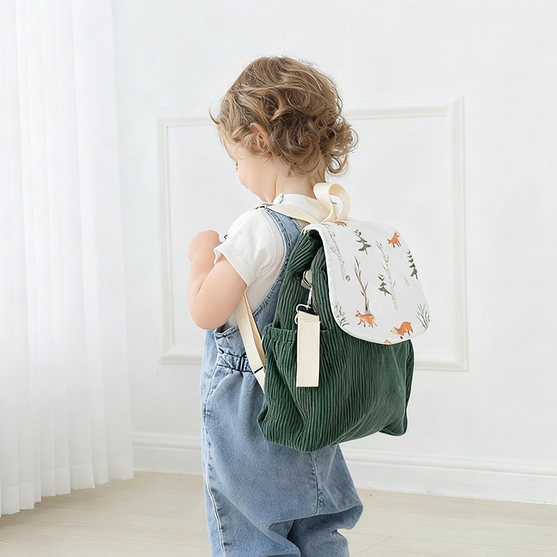 Baby Bag for Going Out 1-2 Years Old Baby Cute Anti-Lost Backpack Corduroy Kidsren's School Bag Kindergarten Small Class