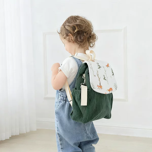 Baby Bag for Going Out 1-2 Years Old Baby Cute Anti-Lost Backpack Corduroy Kidsren's School Bag Kindergarten Small Class