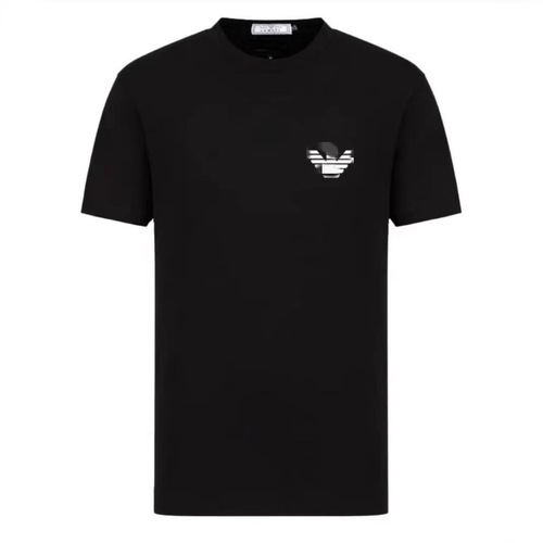 Men's Short Sleeve T-Shirt with Logo, Round Neck, Summer, Sweat Absorbent, Pure Cotton, Casual, Sporty, Breathable, Cross-Border Exclusive