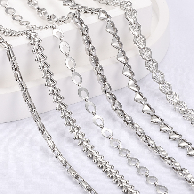 1 Pieza Acero Inoxidable 304 Cadena De Nariz De Cerdo Cadena Portacables Cadena De Pan Al Vapor Accesorios De Joyería display picture 4