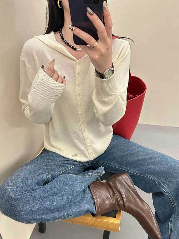 连帽针织衫女开衫秋季2025新款时尚洋气休闲长袖上衣宽松外搭毛衣|undefined