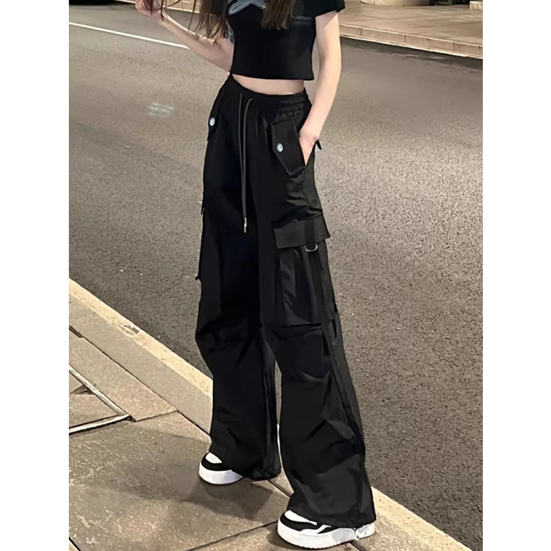 American Spring and Autumn Black Coil Pants Ins New High Waist Loose Slimming Pants Casual Straight Trousers Wide Leg American Spring and Autumn Black Coil Pants Ins New High Waist Loose Slimming Pants Casual Straight Trousers Wide Leg