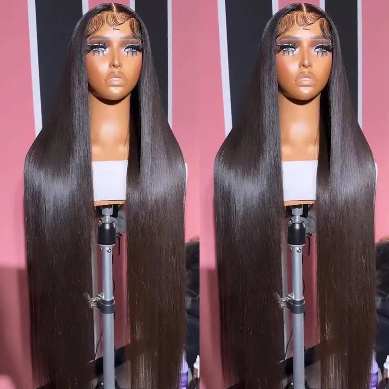 European and American Straight Hair Front Lace Wig Headgear in stock 13x 4 Side Part Lace wi g Long Straight Discovery