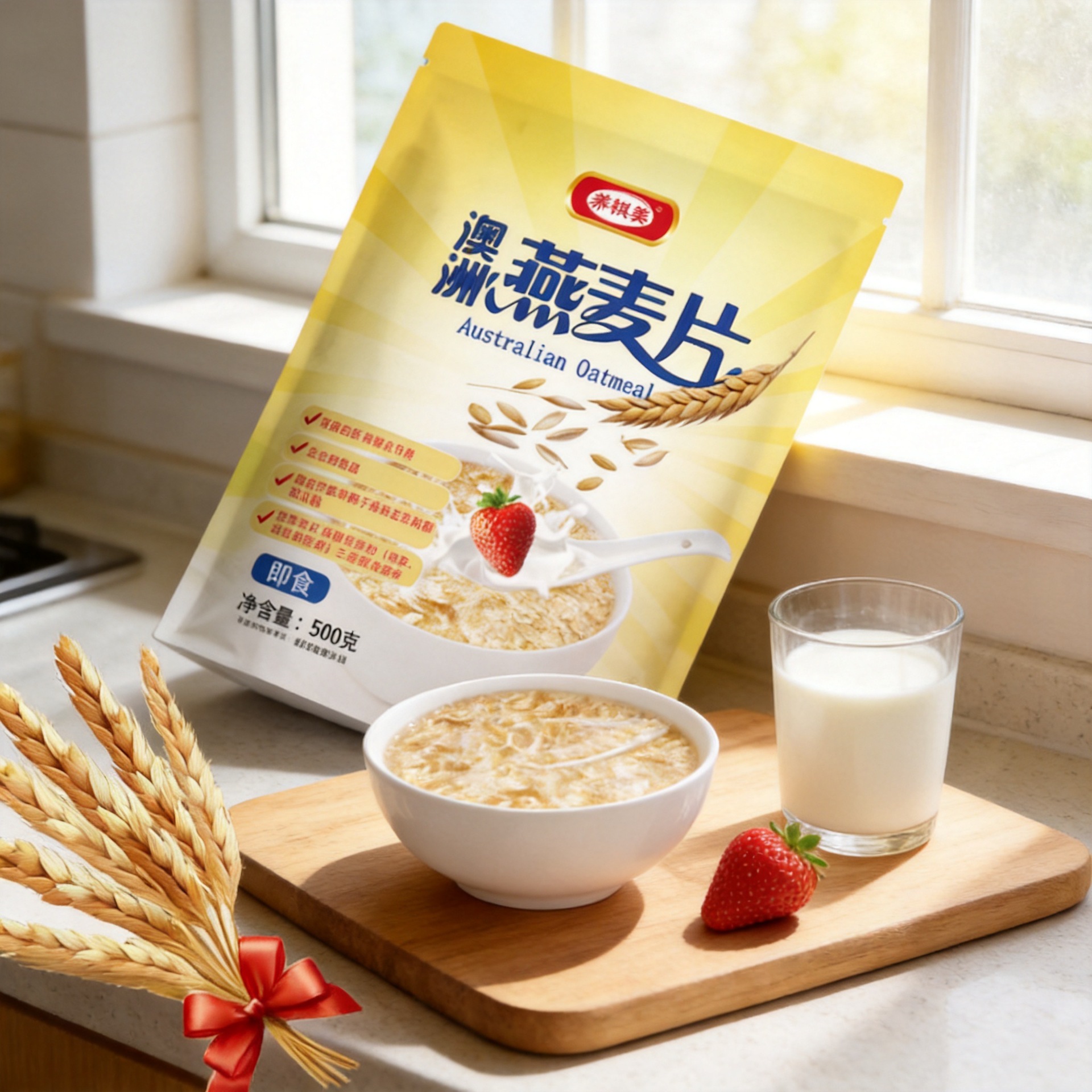 澳洲燕麦片营养早餐冲饮速溶袋装500g饱腹高纤维代餐麦片膳食纤维