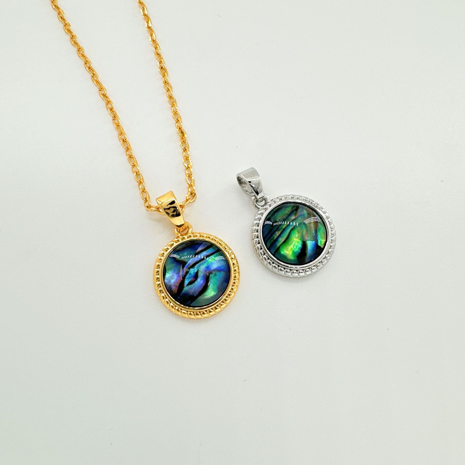 Plating Design 1 Piece Copper Abalone Shell Round Pendant