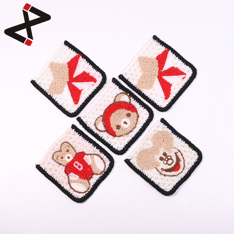 秋冬款衣服装饰辅料羽绒服补丁贴 新款卡通口袋小熊头补丁贴布贴