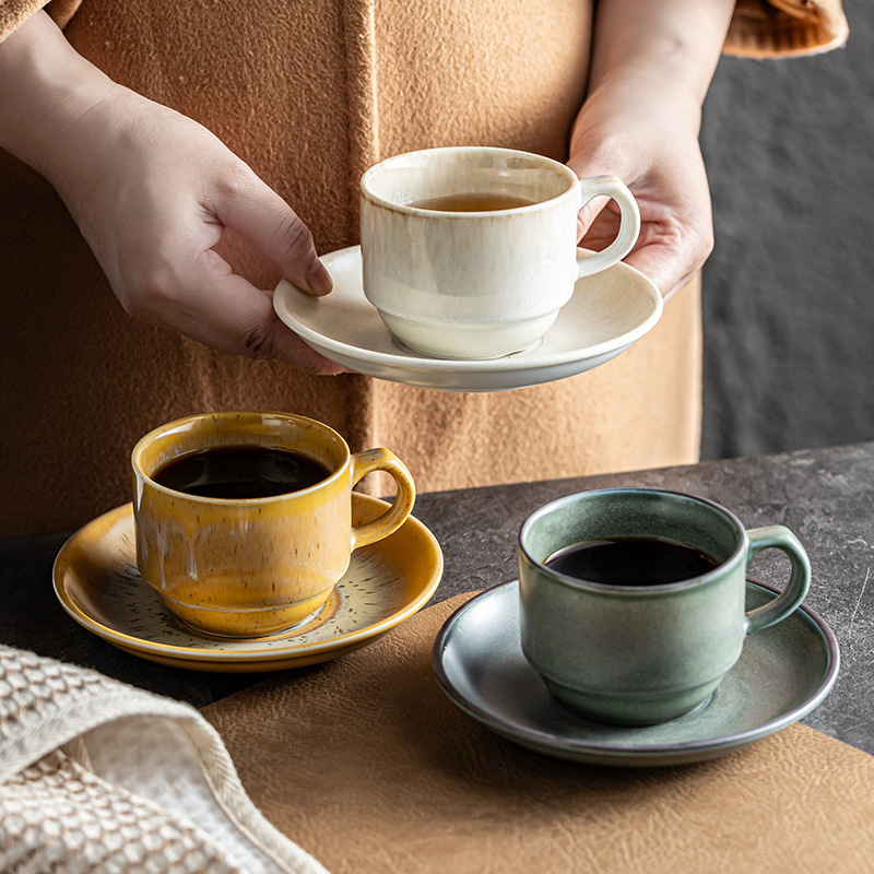 Kiln-Turned Retro Coffee Cup, Ceramic Afternoon Tea Tableware, High-Looking Design, Niche and Good-Looking Coffee Cup