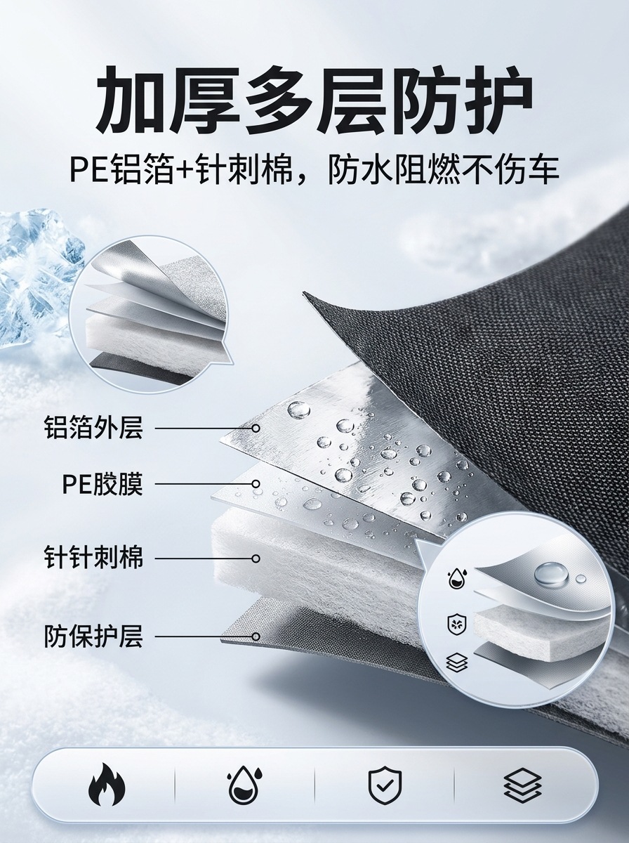 Cross-border snow cover 600D Oxford cloth car rear snow cover magnetic rear windshield cover car cover snow protection cover