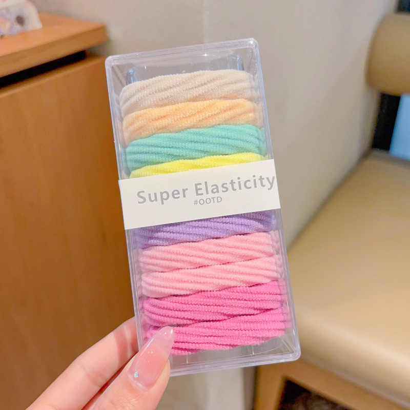 Otoño y invierno anillo de cabello de color toalla de alta elasticidad anillo de toalla sin costura correa de goma de dopamina caballo cuerda de cabello de color adornamiento de cabello