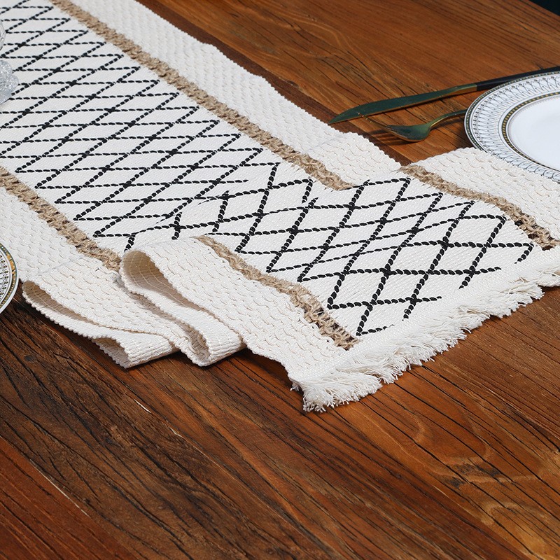 Bandera de mesa de cuerda de cáñamo transfronteriza americana francesa decoración de mesa de Navidad almohadilla de mesa mesa toallas de mesa almohadilla de mesa roja