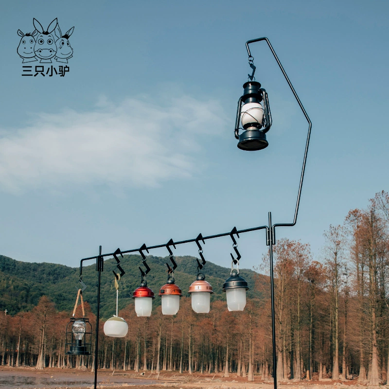 三只小驴 Outdoor open -camp iron lamp holder standing rack can be removed from combination of lighting lights, kerosene lamp camp lamp frame