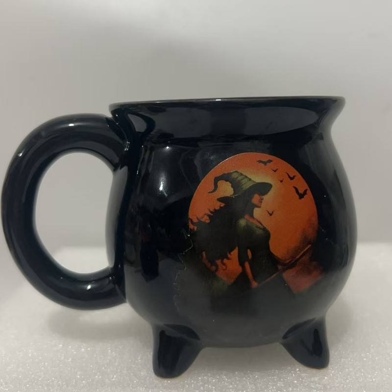 现货跨境万圣节南瓜杯女巫坩埚女巫药水紫色巫婆杯魔法陶瓷咖啡杯|undefined