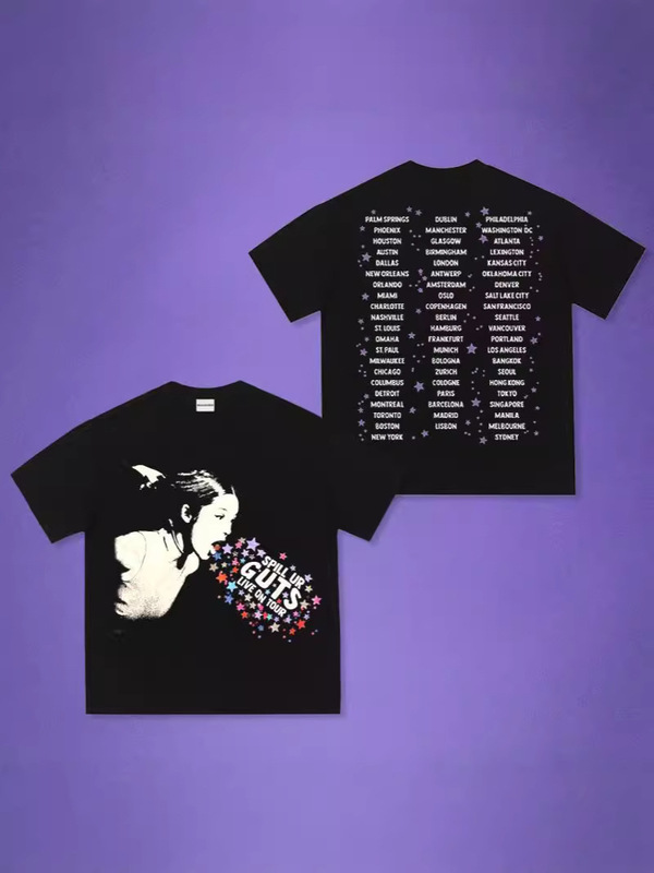 Cross-Border New Olivia Rodrigo 2024 Guts World Tour Asian Printed T-Shirt