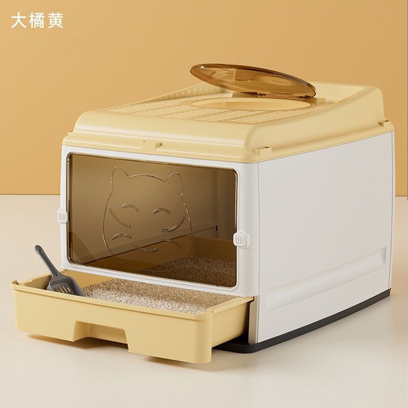 Cajón grueso reforzado completamente cerrado gato arena caja de arena a prueba de salpicaduras desodorante gato suministros gato de grasa disponible inodoro