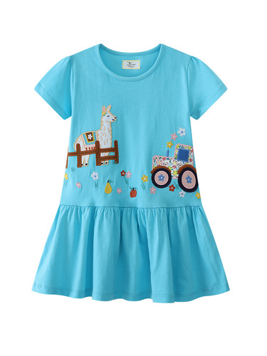 Jumpinmeters Girls' Dress Summer New Arrival European and American Style Embroidered Princess Dress for Small and Medium-Sized Children