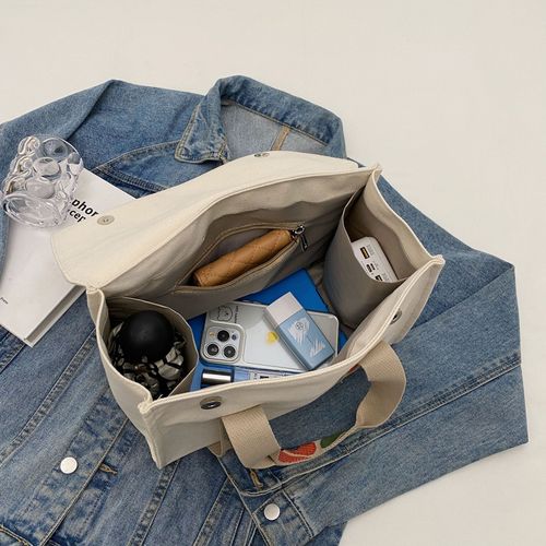 大容量帆布包包女百搭高级感百搭花色手提通勤斜挎包可印logo