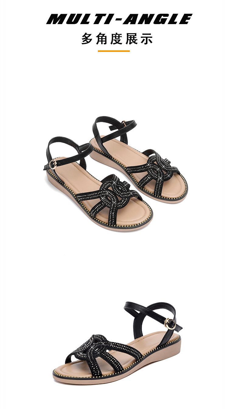 Sandal nữ quai chữ V đế bệt mềm hở mũi thoáng khí — màu đen chi tiết 24