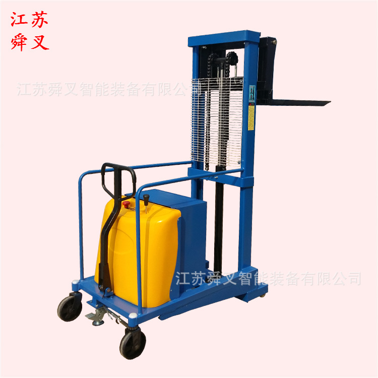 江苏无腿半自动装卸车 电动升降叉车 电动堆高搬运机 电瓶铲车