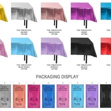 跨境亚马逊一次性派对铝膜烫金单色桌布超亮面铝膜桌布防水派对用