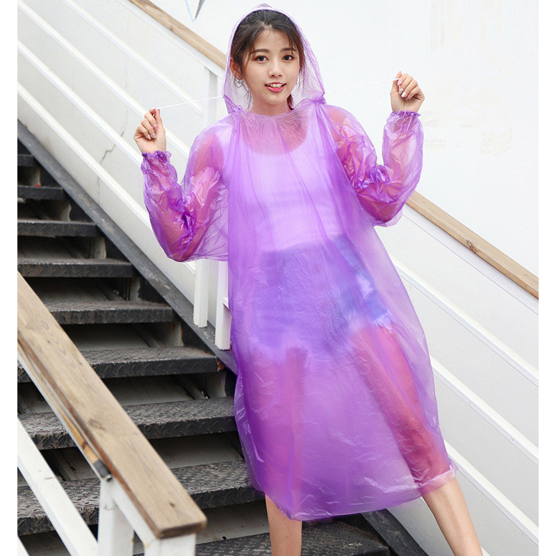 (2개) 일회용 투명 판초 휴대용 가방 장마 여름 여성 사이클링 PVC 비옷 여행 머리카락 세대