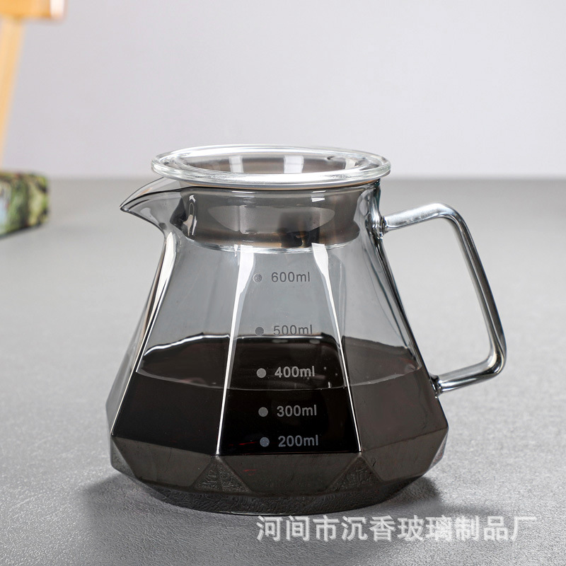 Venta al por mayor diamante café vidrio mano Punch compartir olla traje vidrio filtro taza embudo cerveza olla imprimible logotipo