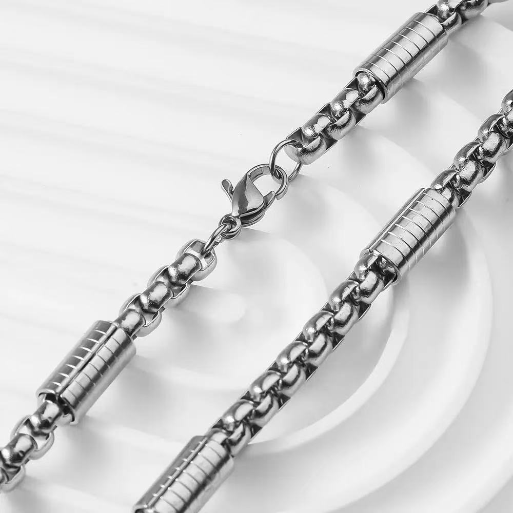 Edelstahl Halskette Mit Quadratischem Perlenanhänger Für Damen_voghion.com