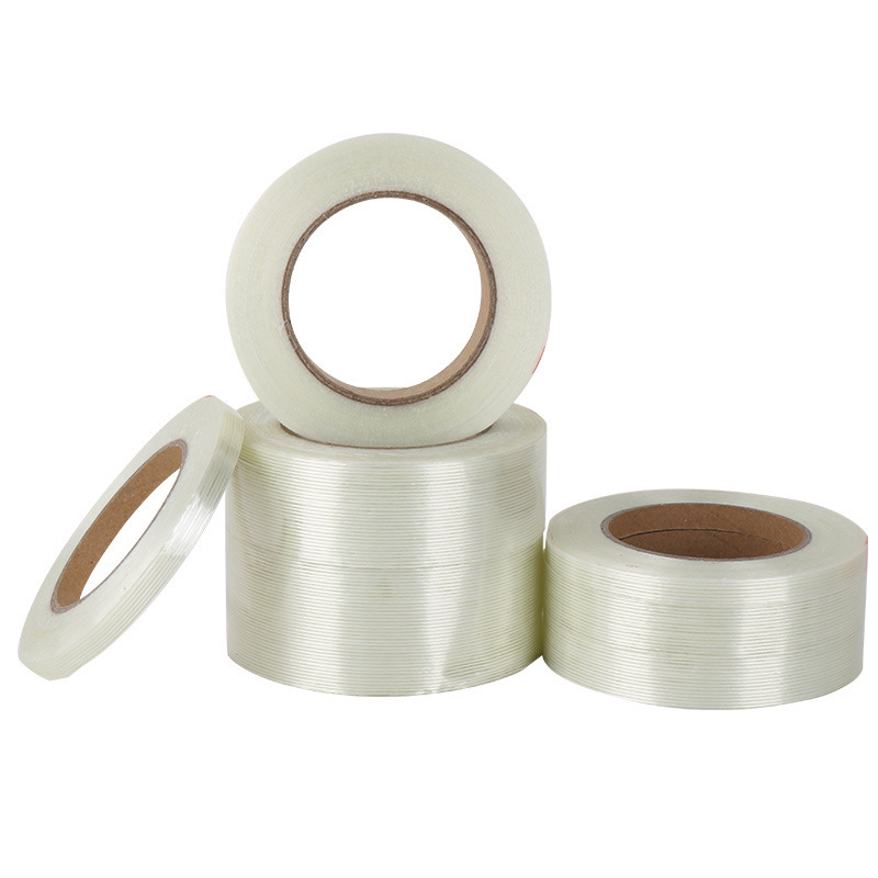 Fiber mesh tape stripe transparent tensile wear-resistant sealing box single-sided fiber adhesive strong glass manufacturers wholesale