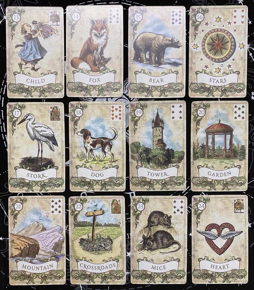 Eski Stil Lenormand Old Style Mevcut İngilizce Sınır Ötesi Masa Oyunu Kartları Tam Set Orijinal Versiyon Çince Çeviri ile
