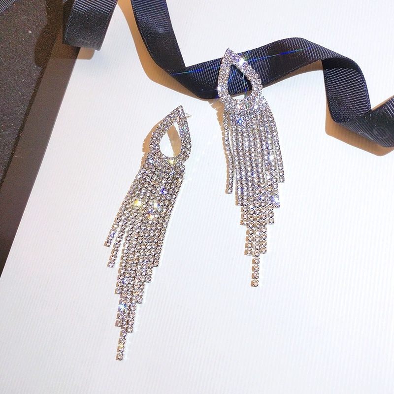 S925 Серебряные иглы Южная Корея капли воды бриллиантовые длинные серьги с кисточками женские интернет-Знаменитости Модные серьги персонализированные универсальные украшения для ушей