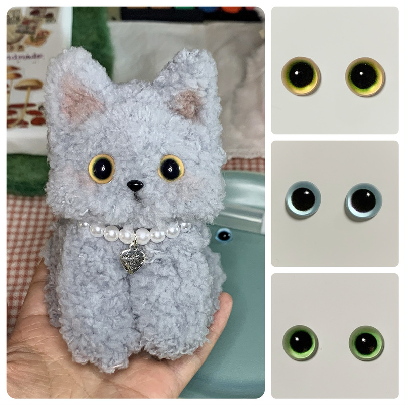 真可爱手作 仿真树脂猫咪眼睛扭棒小猫进口眼珠毛绒玩具DIY配件|undefined
