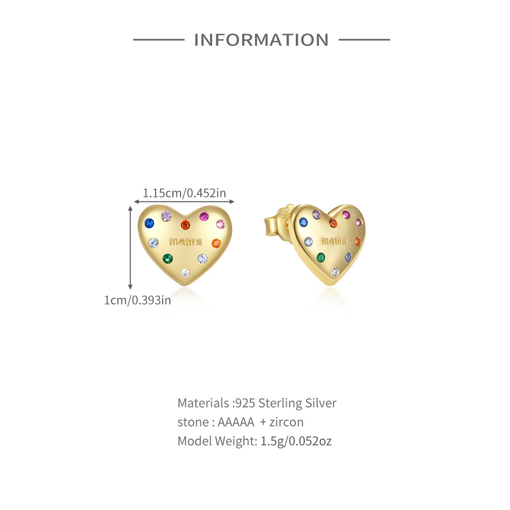 4g Weight 925 Sterling Silver Ear Needle Material Zircon Inlay Material Ear Studs Classification 1 Pair Quantity Holiday, Daily Occasion 925 Sterling Silver Material Heart Shape Pattern Women's Gender Plating Design Elegant, Simple Style Style 1 Pair 925 Sterling Silver Zircon Heart Shape Ear Studs 4