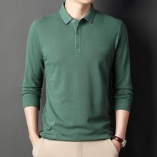 高端长袖t恤男夏季纯棉超薄款中年男士翻领宽松速干2025新款包邮