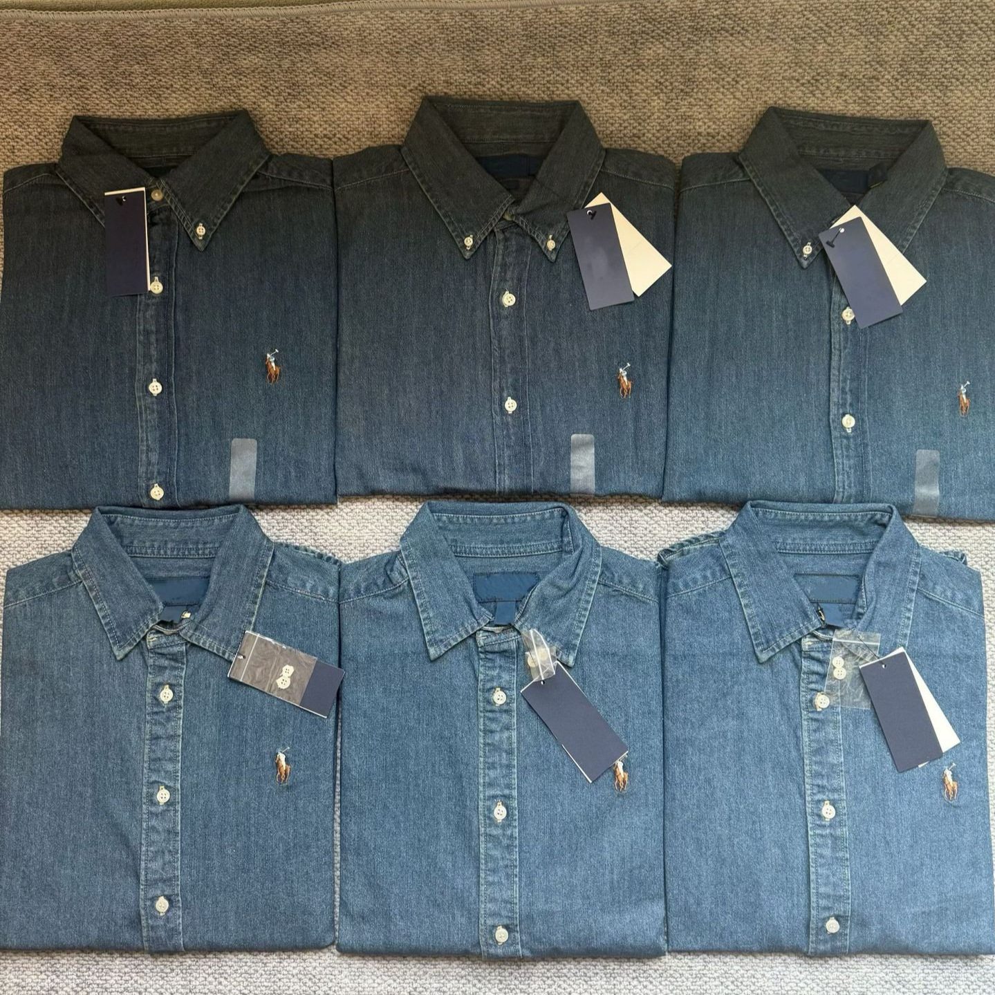 PL Ralph Pony Embroidery Classic Old Money Style Lel Long Sleeve Denim Shirt Casual Loose Jacket for Men and Women