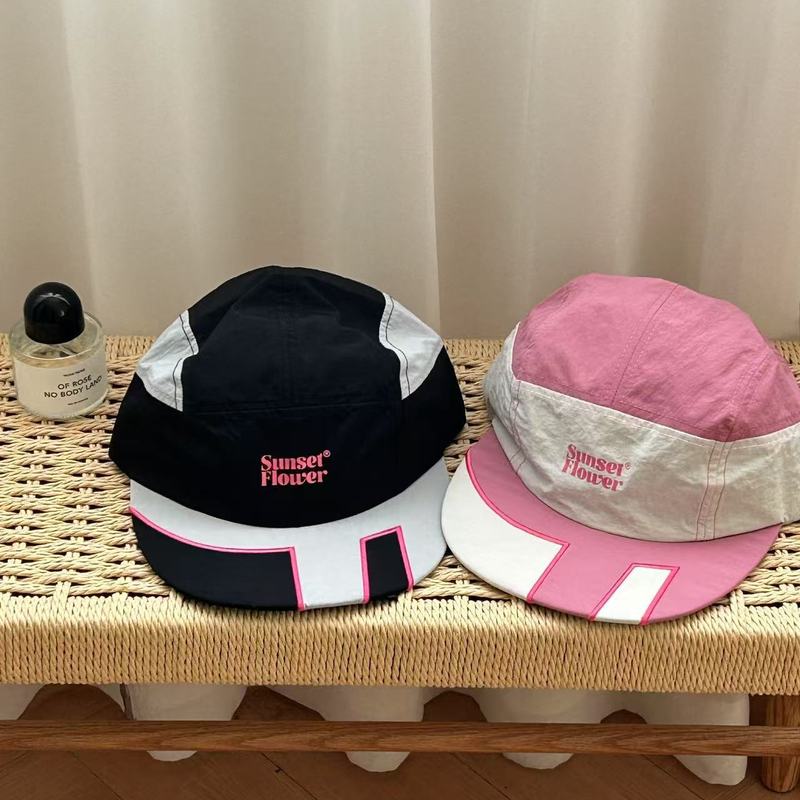 韓国のトレンディなブランドのカラーブロック速乾性野球帽女性の夏の日焼け止めナイロン薄いフラットつばヒップホップ帽子ストリートダンス|undefined