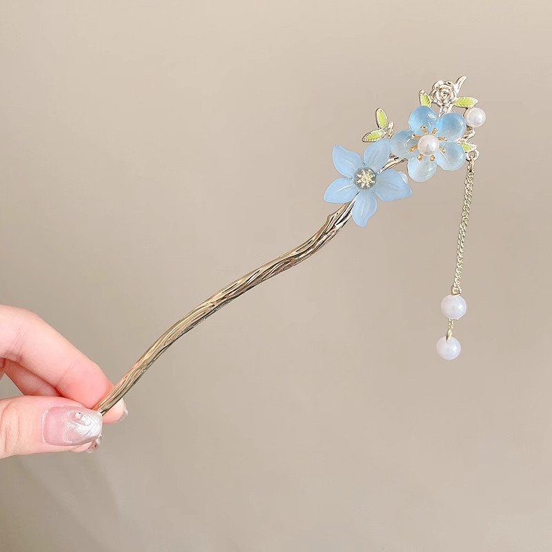 Horquilla de estilo antiguo nuevo estilo chino de alta gama Hanfu tocado estilo nacional borla horquilla paso a paso borla parte posterior de la cabeza horquilla hembra