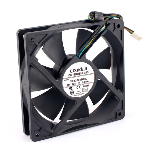 Factory direct supply 12025 double ball cooling fan DC12V24V two-wire four-wire PWM automatic speed control large air volume