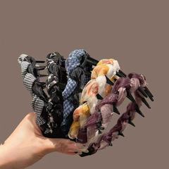夏は爽やかで甘い、女性用の高頭頂部カラーブロックヘッドバンド、シンプルな滑り止め歯付きコームヘアアクセサリー、外出用の多用途、ファッショナブルでシンプル