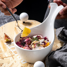 纯白鲸鱼尾陶瓷碟蘸酱料碟小吃碟异形点心水果碗家用调料味碟可制